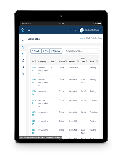 screenshot of Floodlight Software